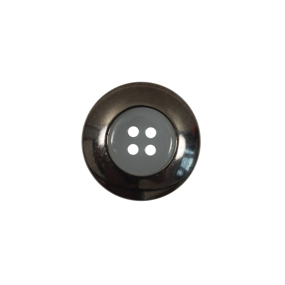 Italian Gray Metal Rimmed Plastic Button - 28L/18mm