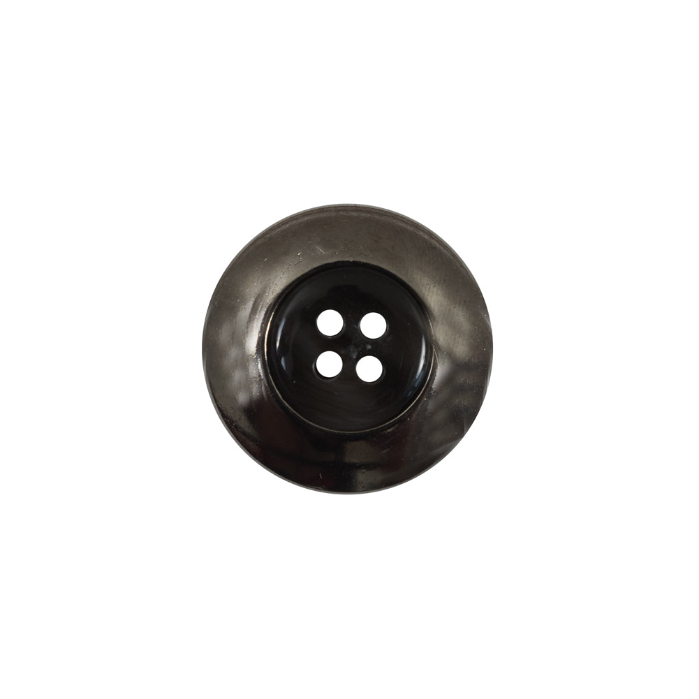 Italian Black Metal Rimmed Plastic Button - 28L/18mm