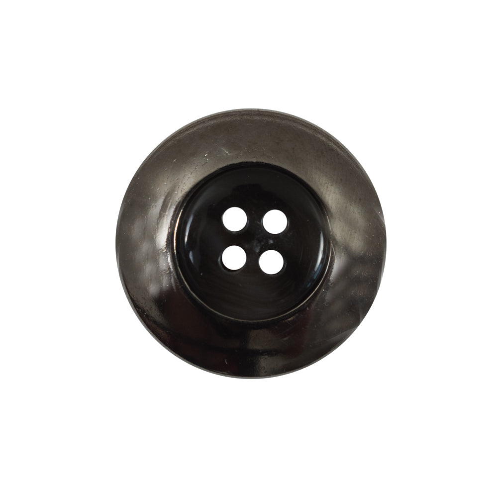Italian Black Metal Rimmed Plastic Button - 36L/23mm