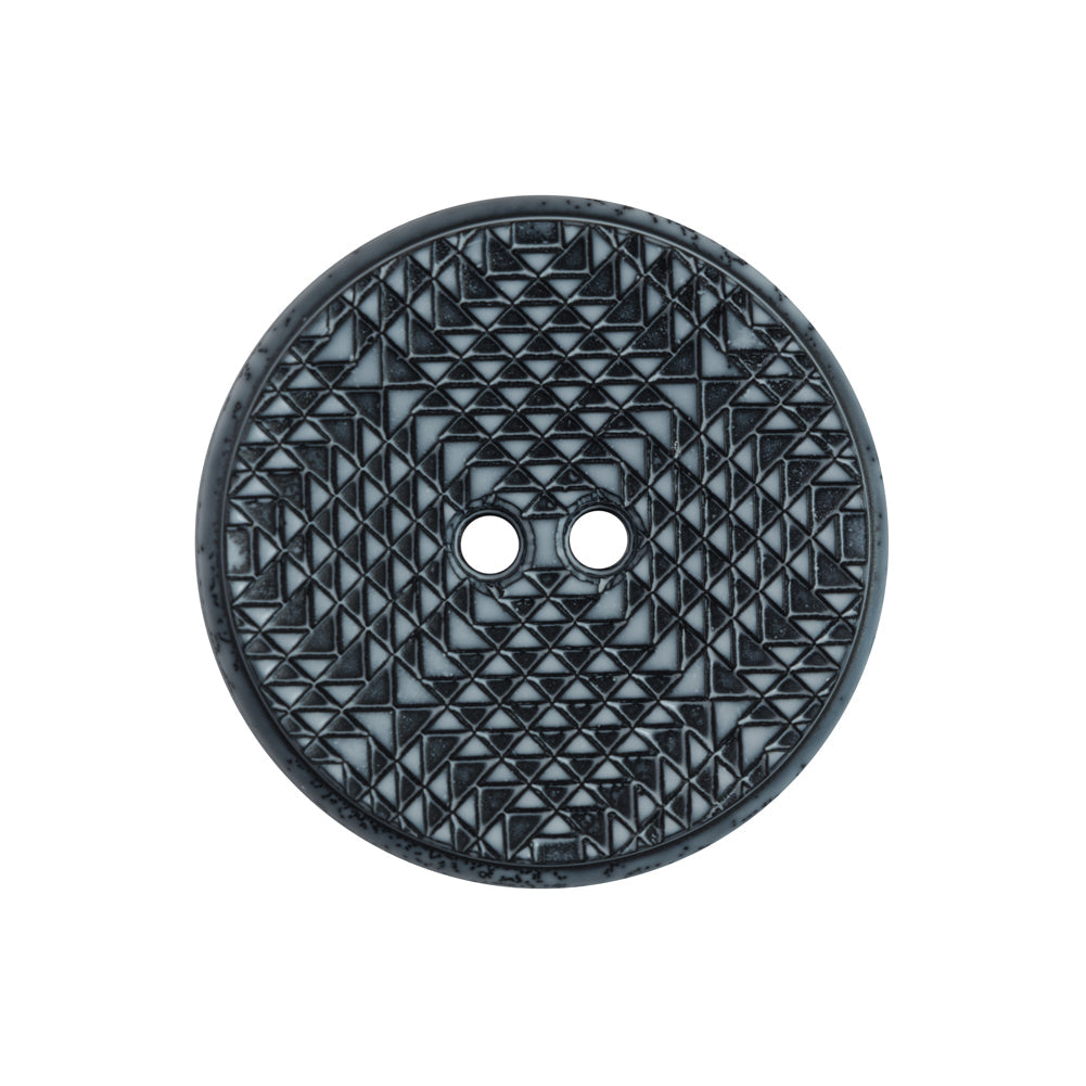 Italian Black and Gray Geometric 2-Hole Button - 40L/25.5mm