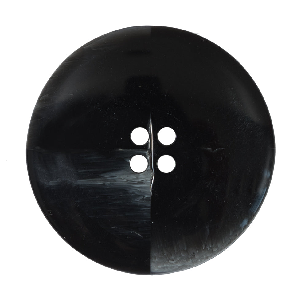 Italian Black and Clear Coconut 4-Hole Button - 54L/34mm