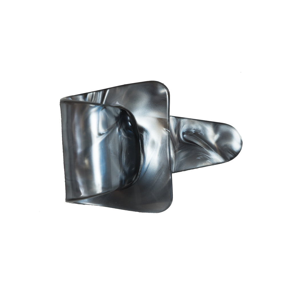 Italian Metallic Gray Marbled Buckle Brooch - 2.5"