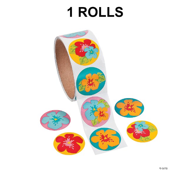 Hibiscus Sticker Roll 100 Pieces