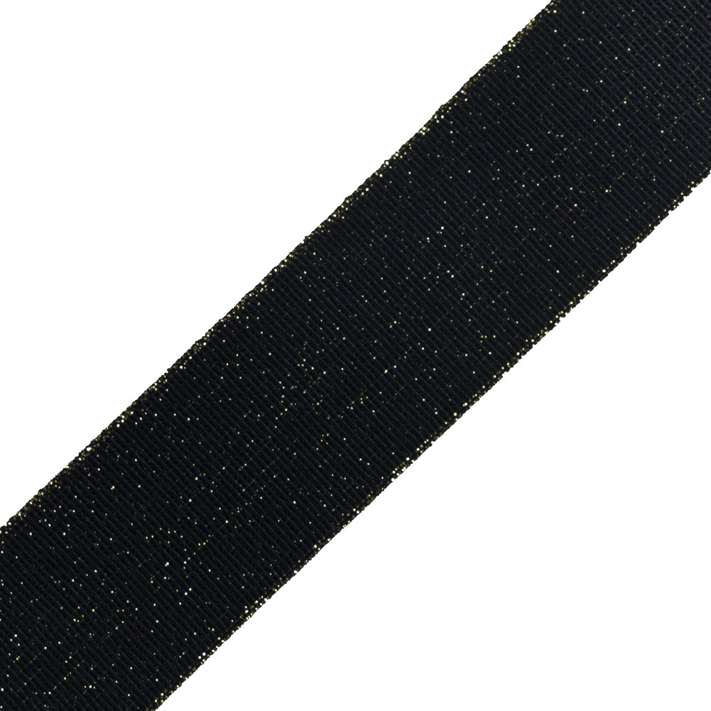 Italian Black and Metallic Gold Elastic Trim - 1.25"