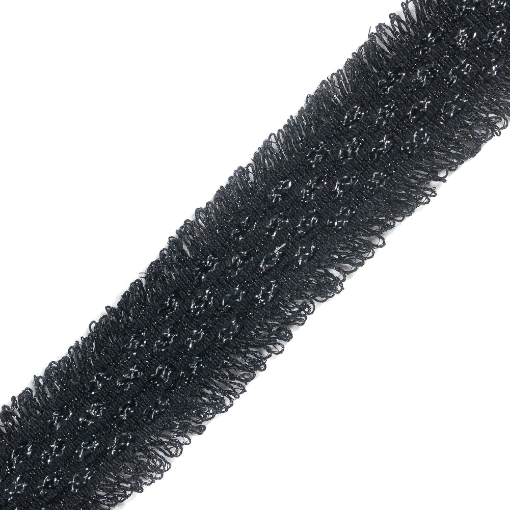 Italian Black and Metallic Silver Woven Trim - 1.25"