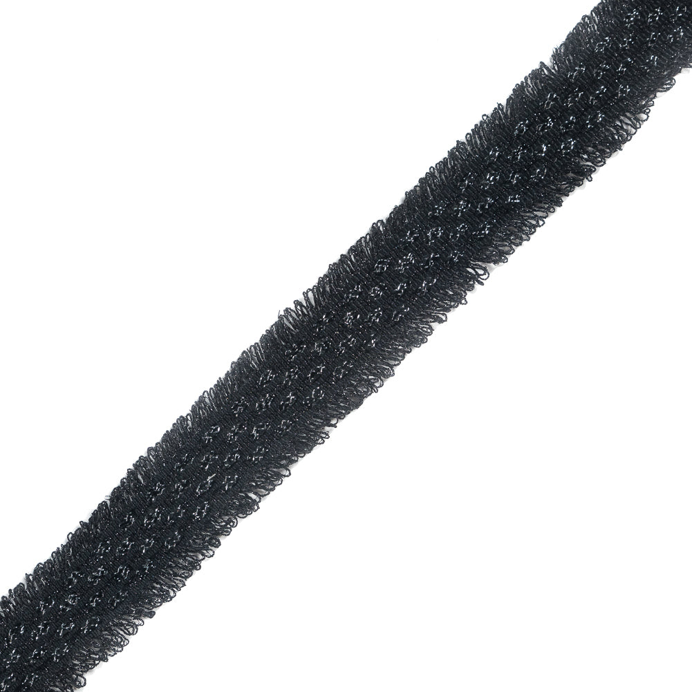 Italian Black and Metallic Silver Woven Trim - 1.25"