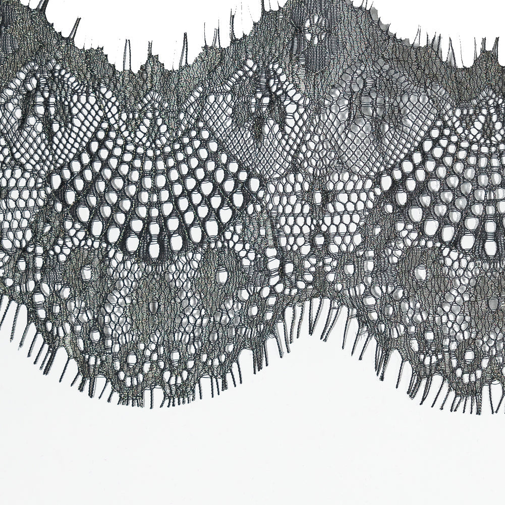 Italian Metallic Black and Gold Scalloped Lace Trim - 4"