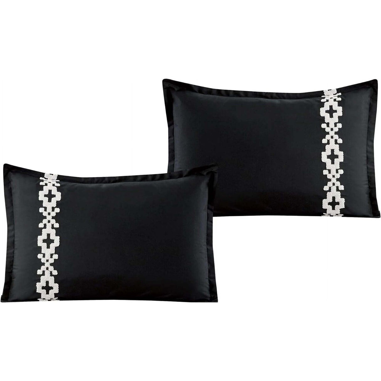 Geometric Embroidery 7 Pieces Black & White Comforter Set