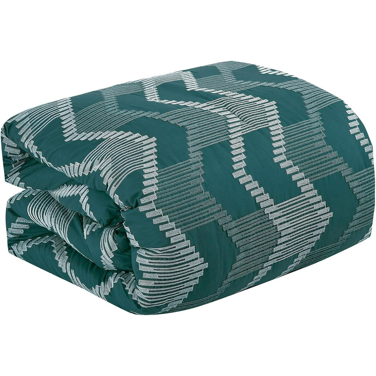 7 Pieces Kefira Teal Embroidery Comforter Set Breathable