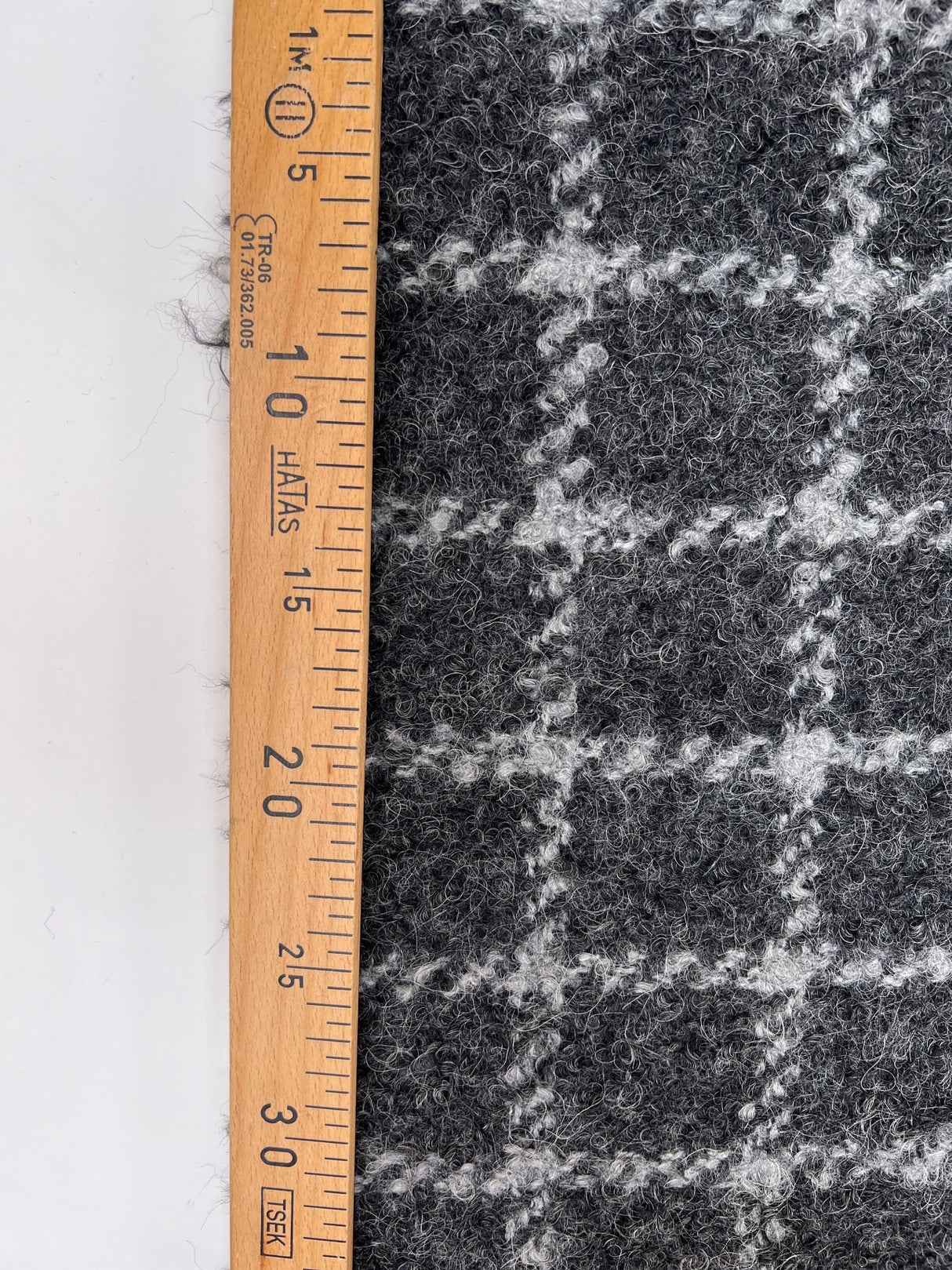 Virgin Wool Blend Bouclé Tweed Checked Gray