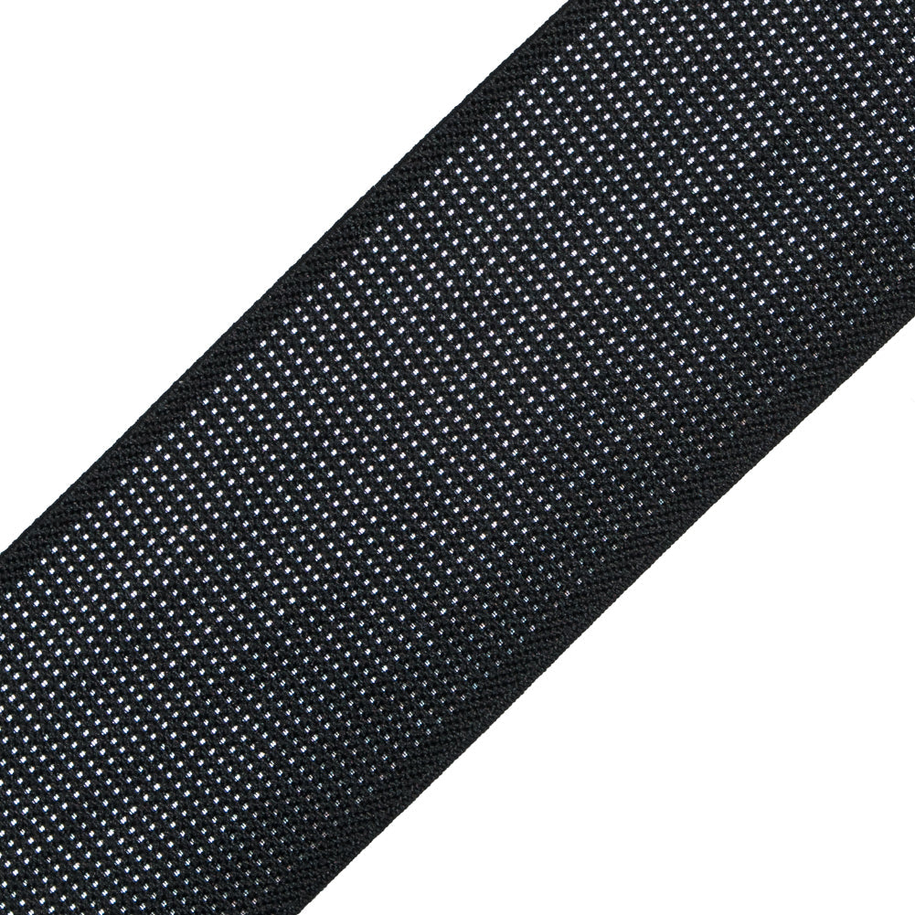 Italian Metallic Silver and Black Elastic - 1.75"