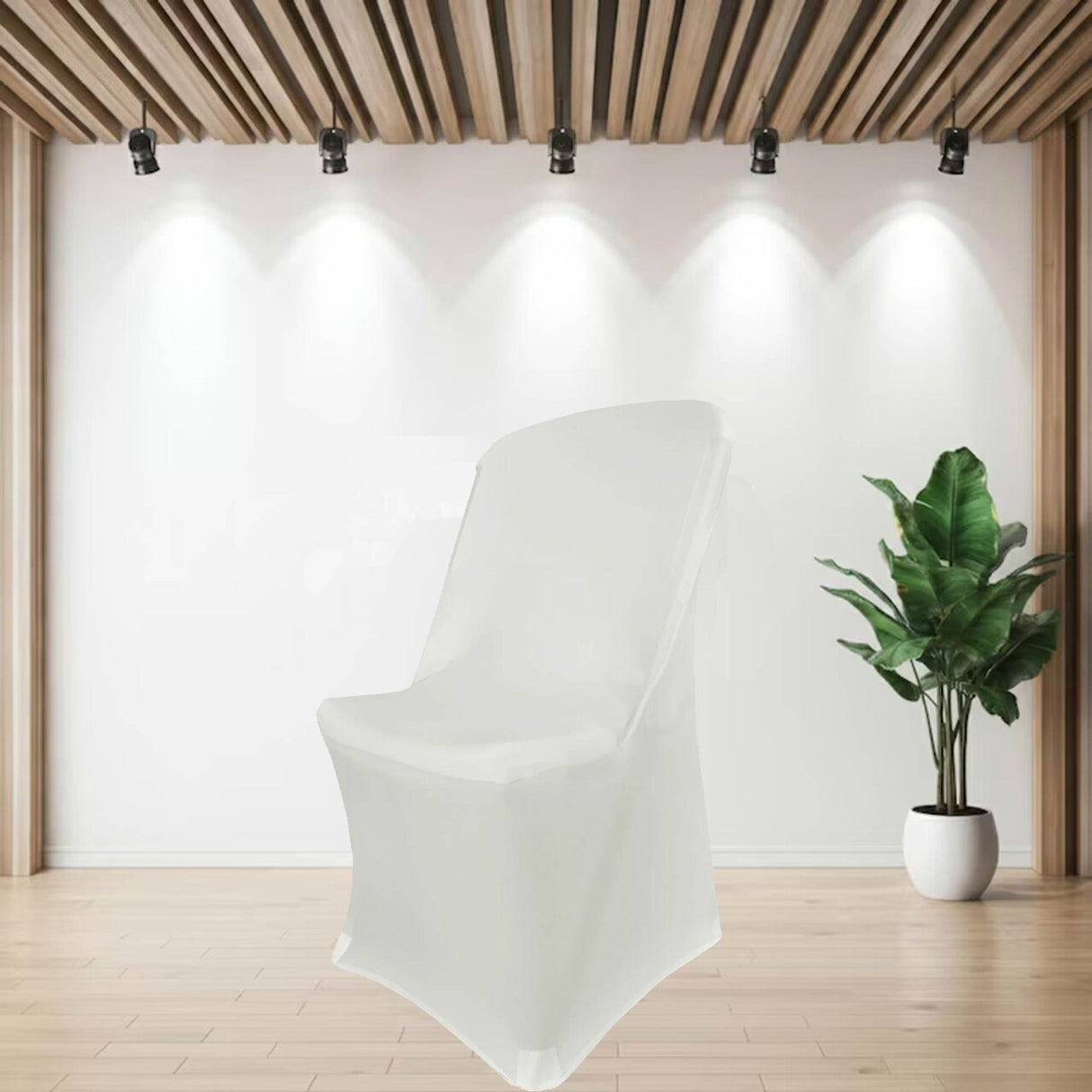 1 Piece Ivory Stretch Slipcover for Lifetime Folding Chair Elegant Spandex Design