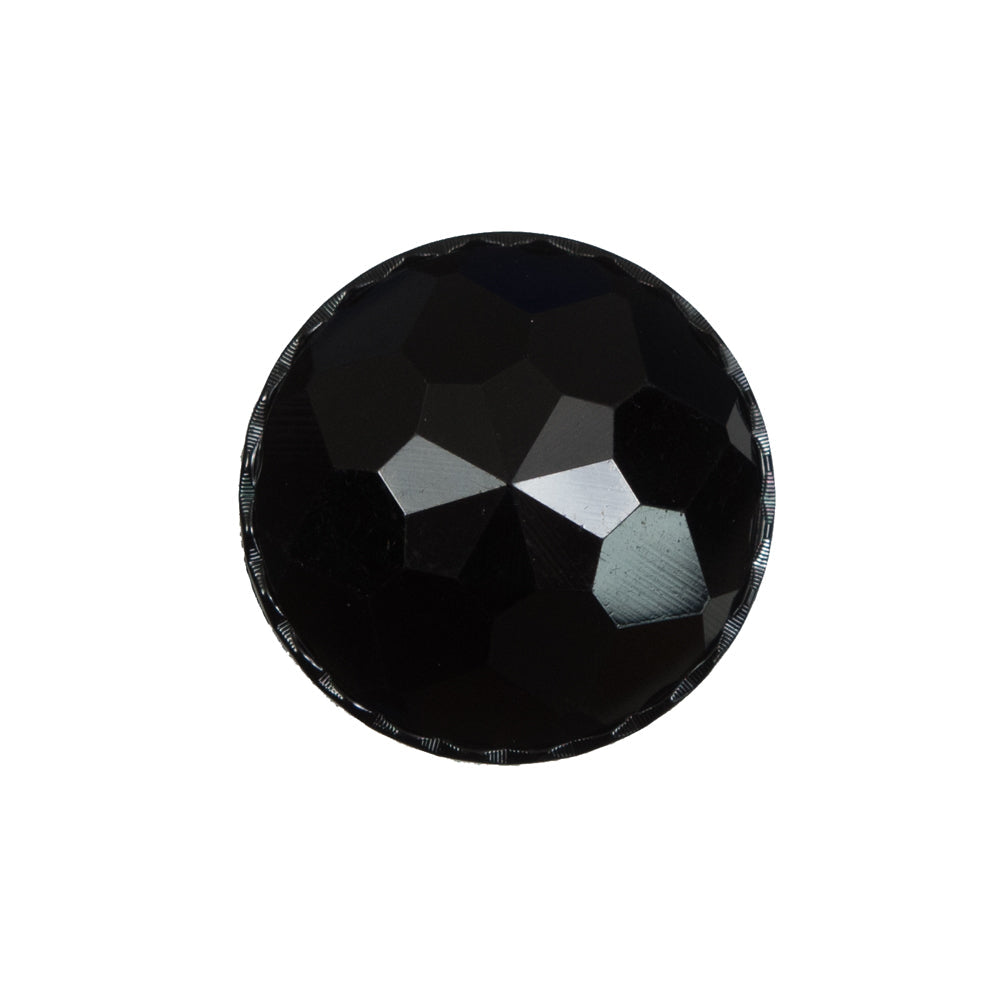 Italian Black Plated Bevel-Cut Button - 36L/23mm