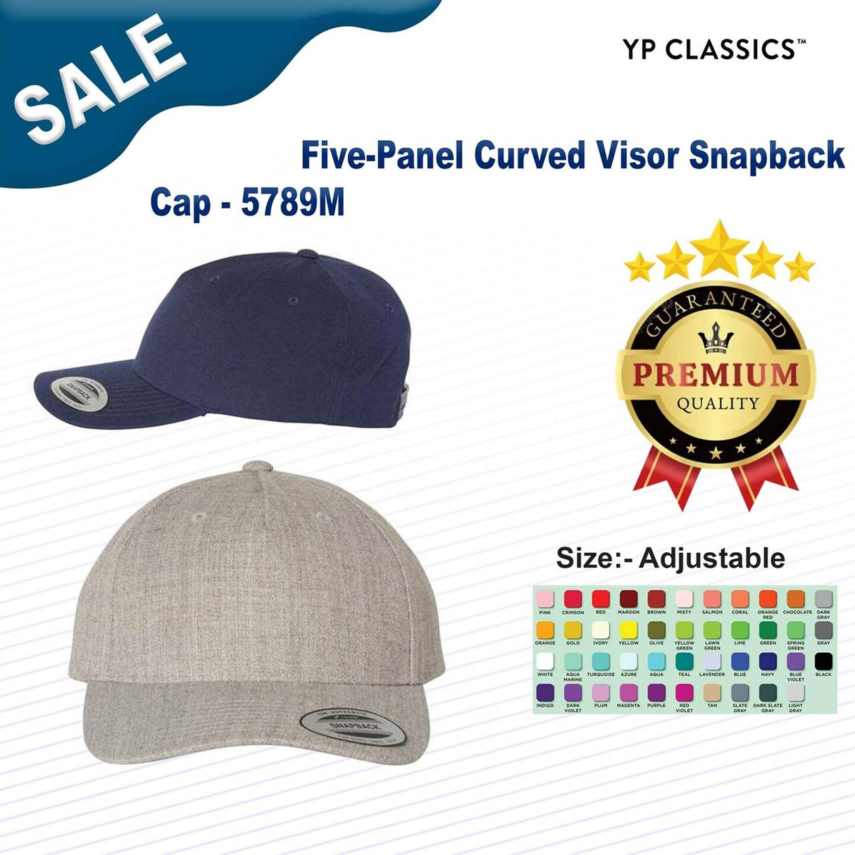 YP Classics® Five-Panel Curved Visor Snapback Cap