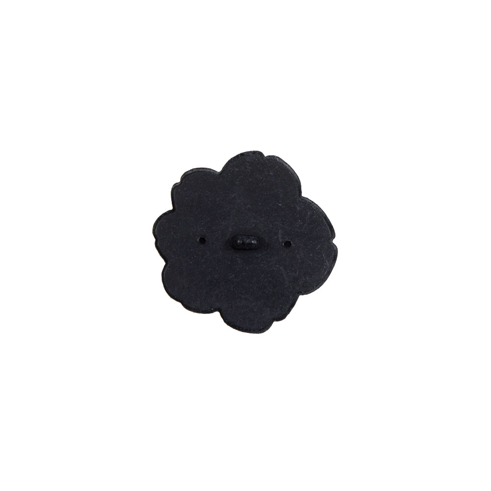 Italian Navy Flower Shank Back Button - 24L/15mm