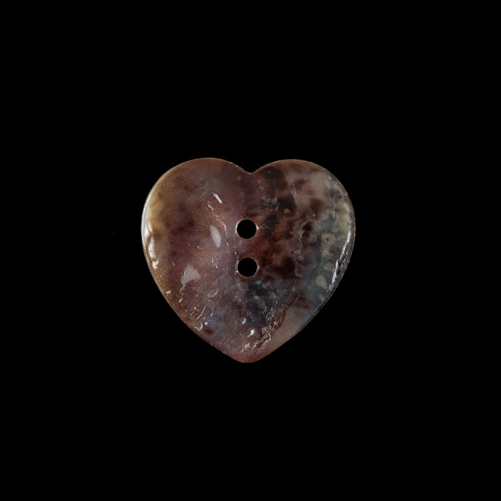 Italian Iridescent Heart-Shaped Shell Button - 32L/20mm