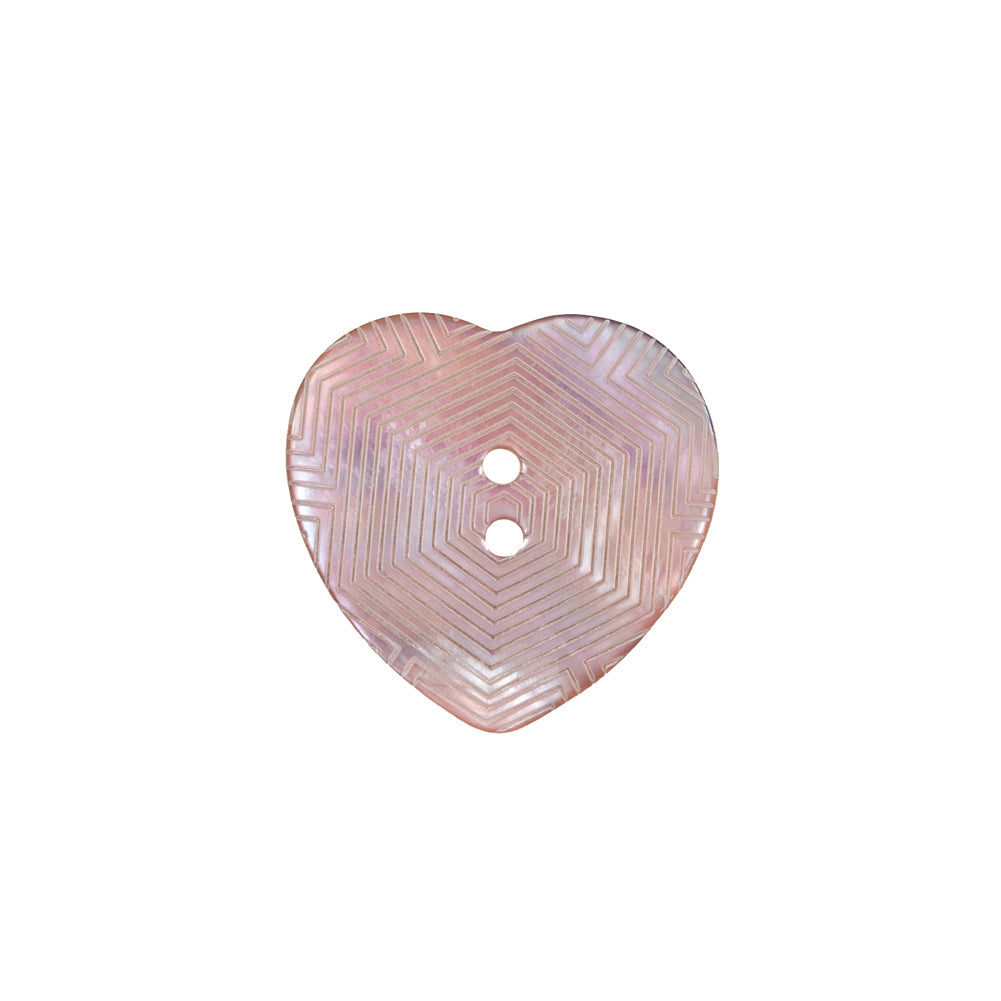 Italian Pink Heart-Shaped Shell Button - 32L/20mm