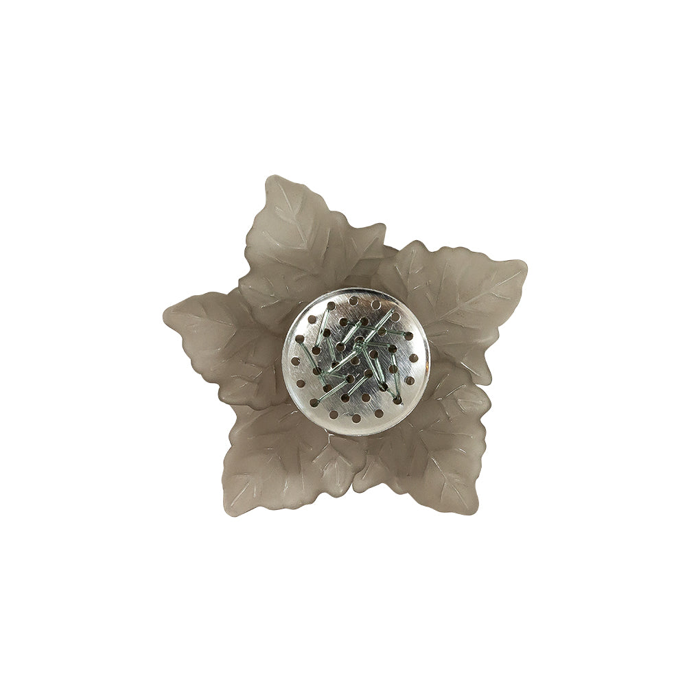 Italian Frosted Antracite 3D Flower Applique with Gray Center Bead - 2"