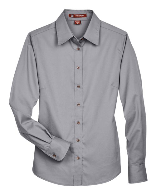 Harriton Women's Easy Blend Long Sleeve Twill Dress Shirt with Stain-Release