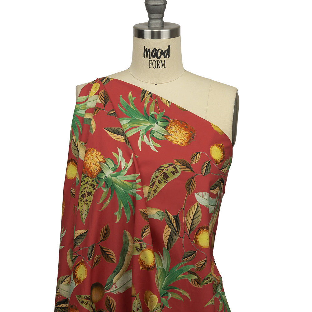 Cotton Poplin - Red and Yellow Leaves and Fruit - Girl from Ipanema Print - Mood Exclusive Avenable Collection
