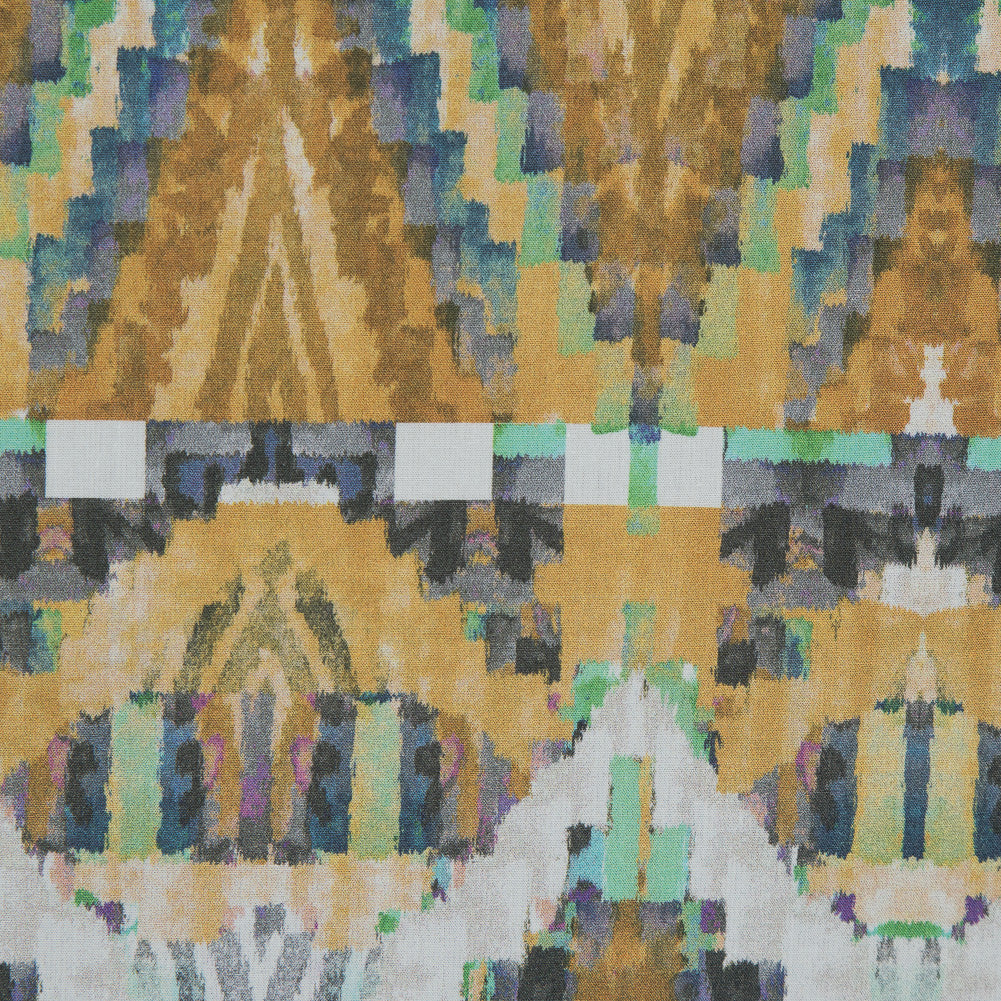 Cotton Poplin - Blue and Yellow Stairstep Diamonds - Formes Jaunes Print - Mood Exclusive Avenable Collection