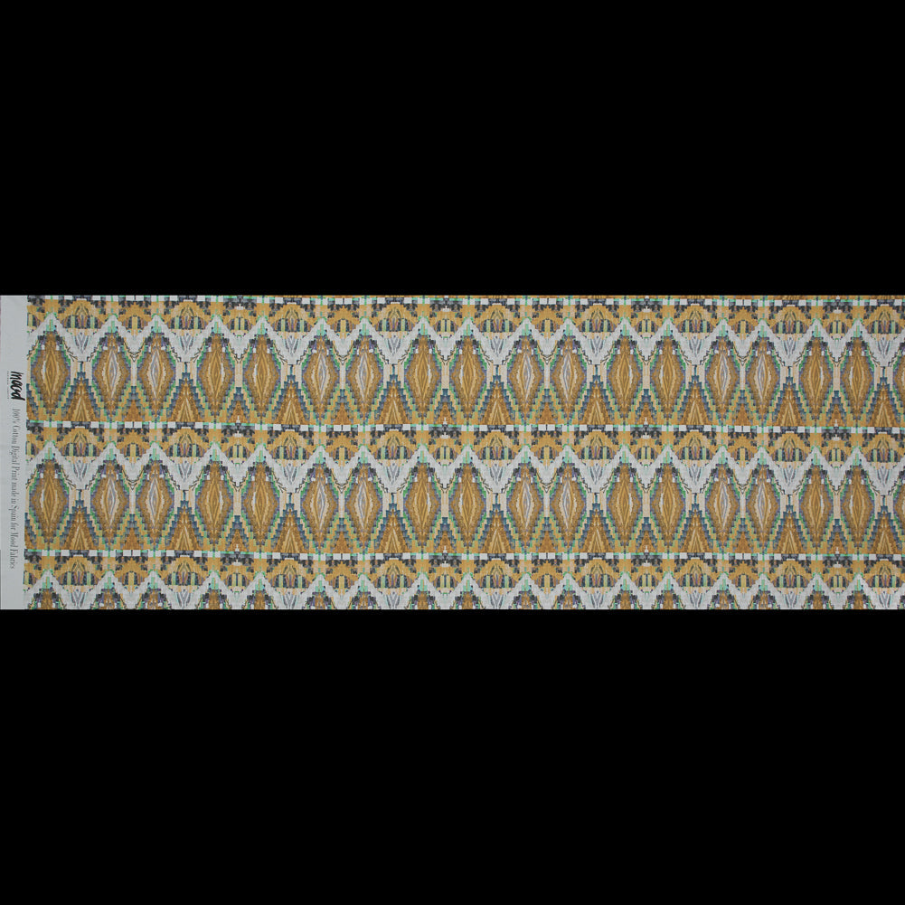 Cotton Poplin - Blue and Yellow Stairstep Diamonds - Formes Jaunes Print - Mood Exclusive Avenable Collection