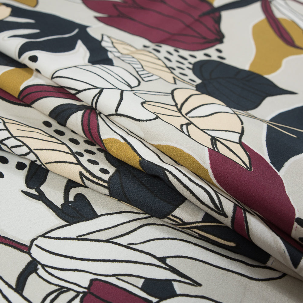 Stretch Cotton Sateen - Red Plum Floral - Pushing Up Daisies Print - Mood Exclusive Avenable Collection