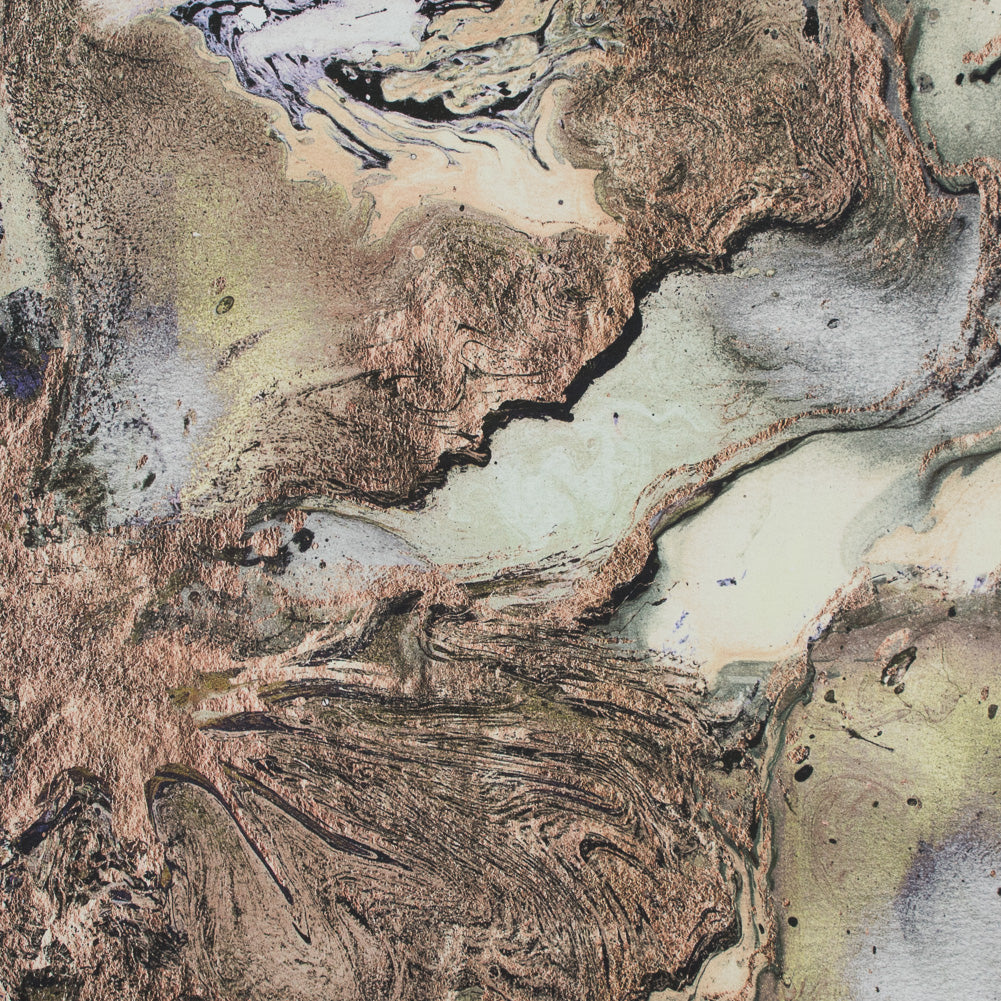 Stretch Cotton Sateen - Pale Green and Beige Abstract - Mission to Mars Print - Mood Exclusive Avenable Collection