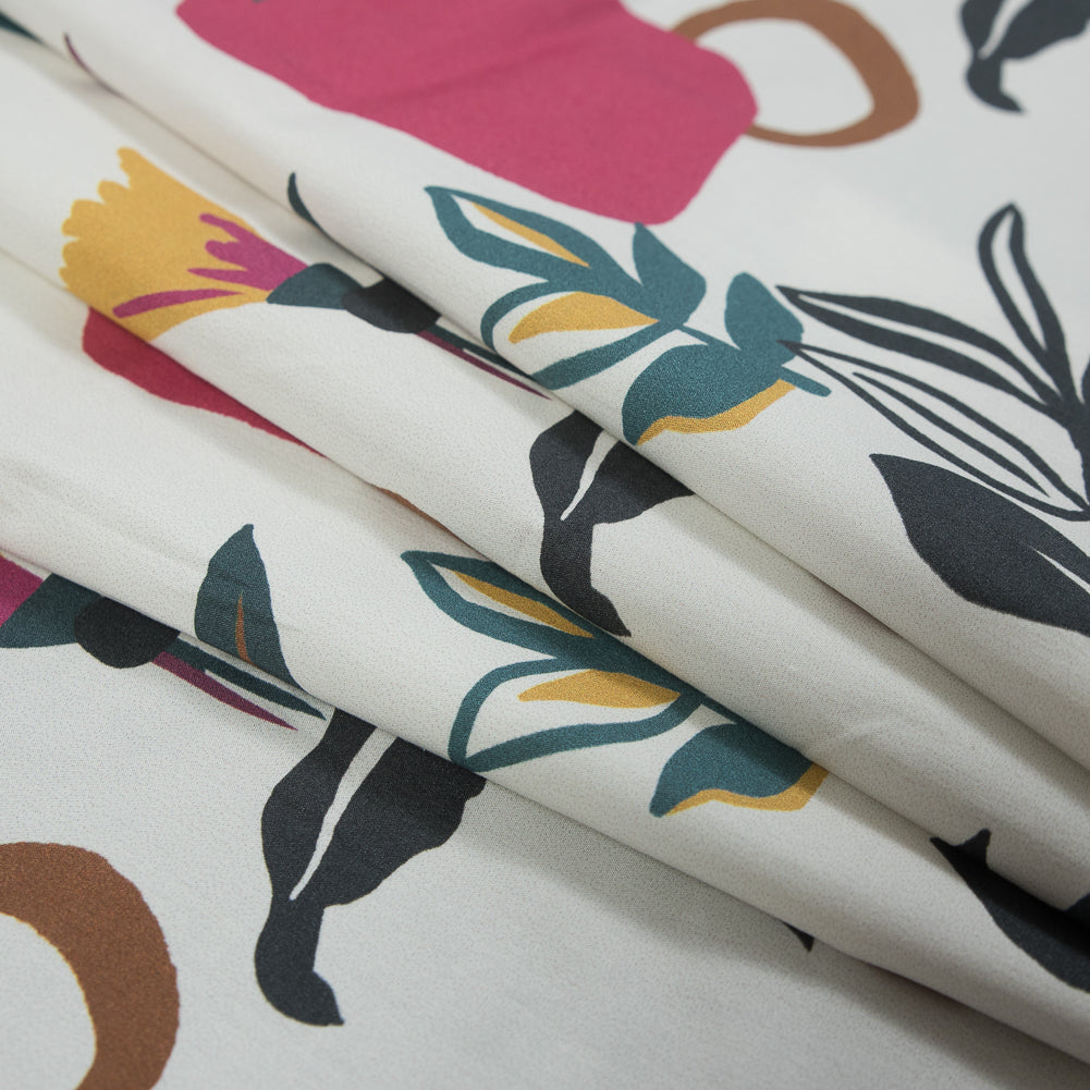 Cotton Poplin - Pink Sorbet Shapes and Flowers - Midnight Swing Print - Mood Exclusive Avenable Collection