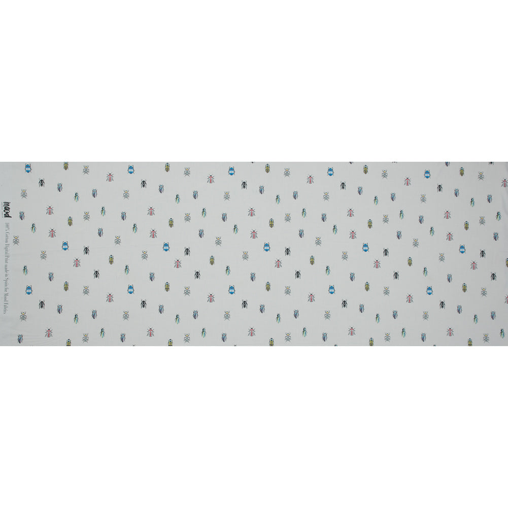 Cotton Poplin - Rainbow Insects on White - The Jitterbugs Print - Mood Exclusive Avenable Collection