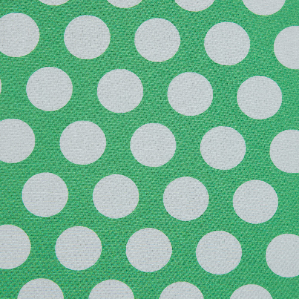 Cotton Poplin - Green and White Polka Dots - Dipping Dots Print - Mood Exclusive Avenable Collection