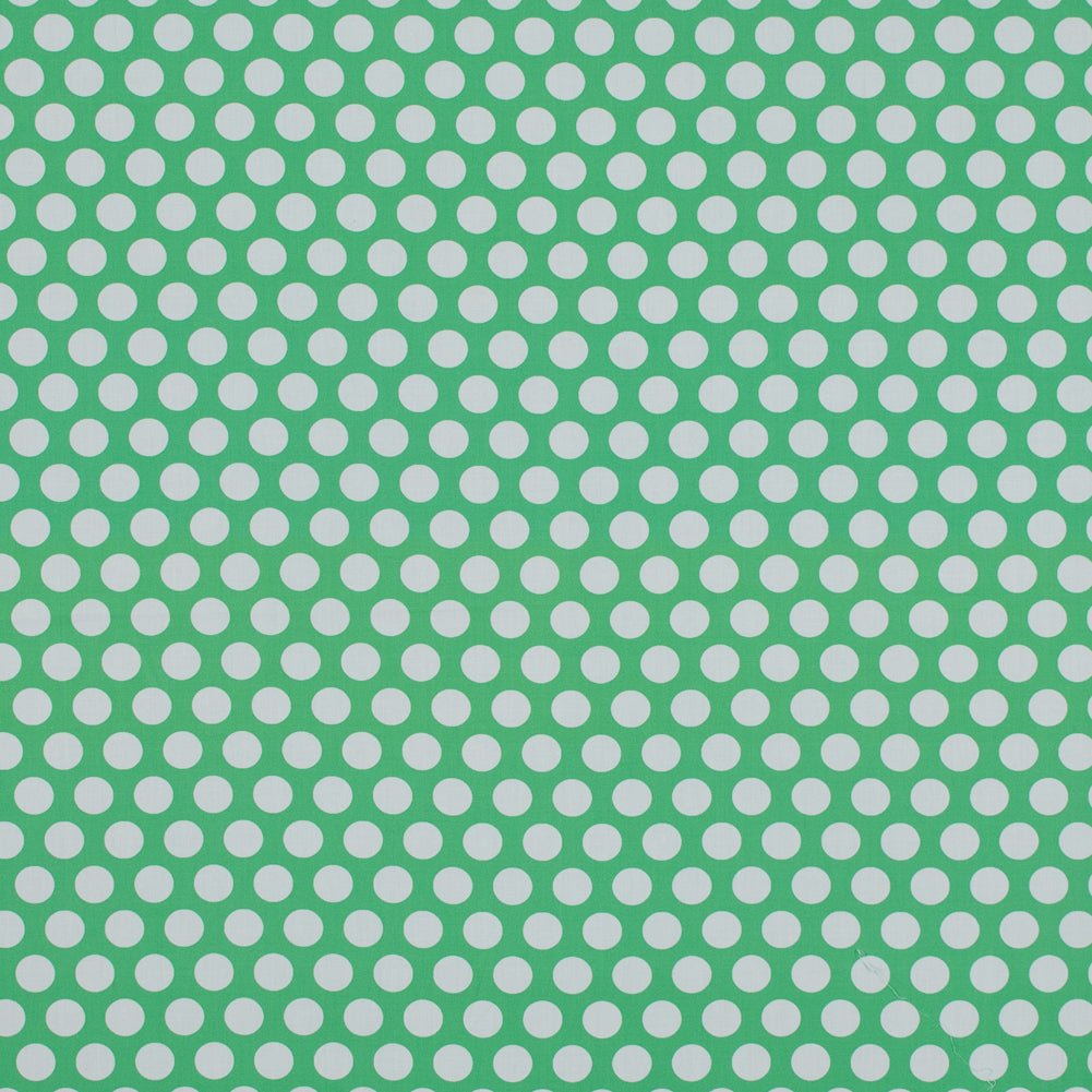 Cotton Poplin - Green and White Polka Dots - Dipping Dots Print - Mood Exclusive Avenable Collection