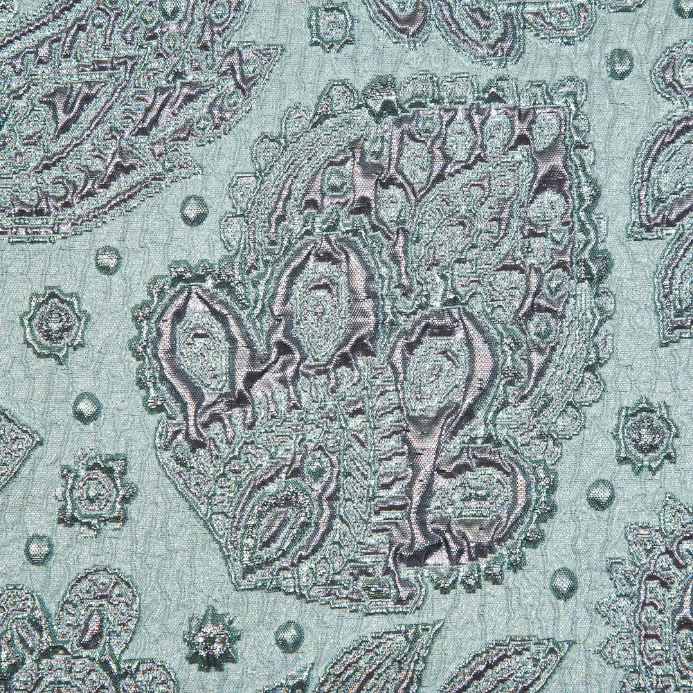 Rose Gold and Seafoam Luxury Paisley Metallic Brocade