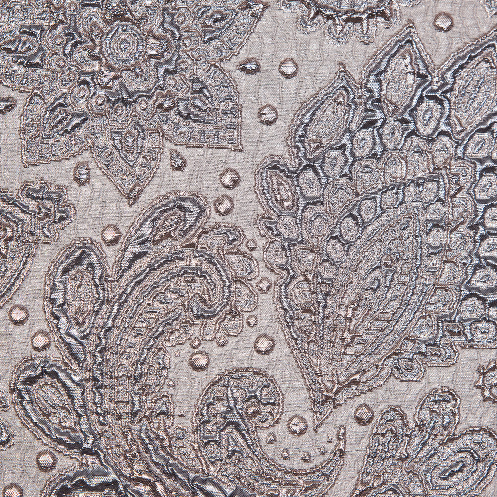 Rose Gold and Beige Luxury Paisley Metallic Brocade