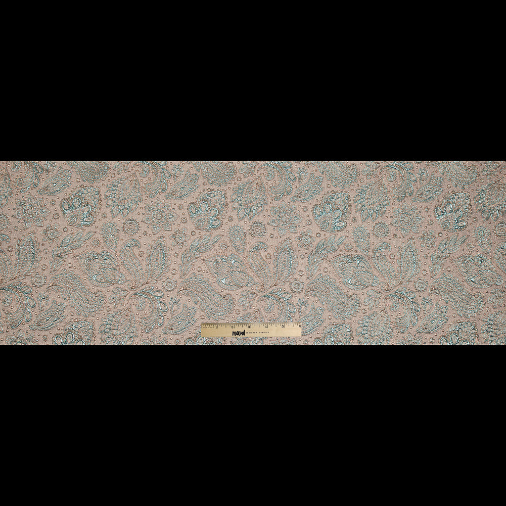 Mint and Gold Luxury Paisley Metallic Brocade