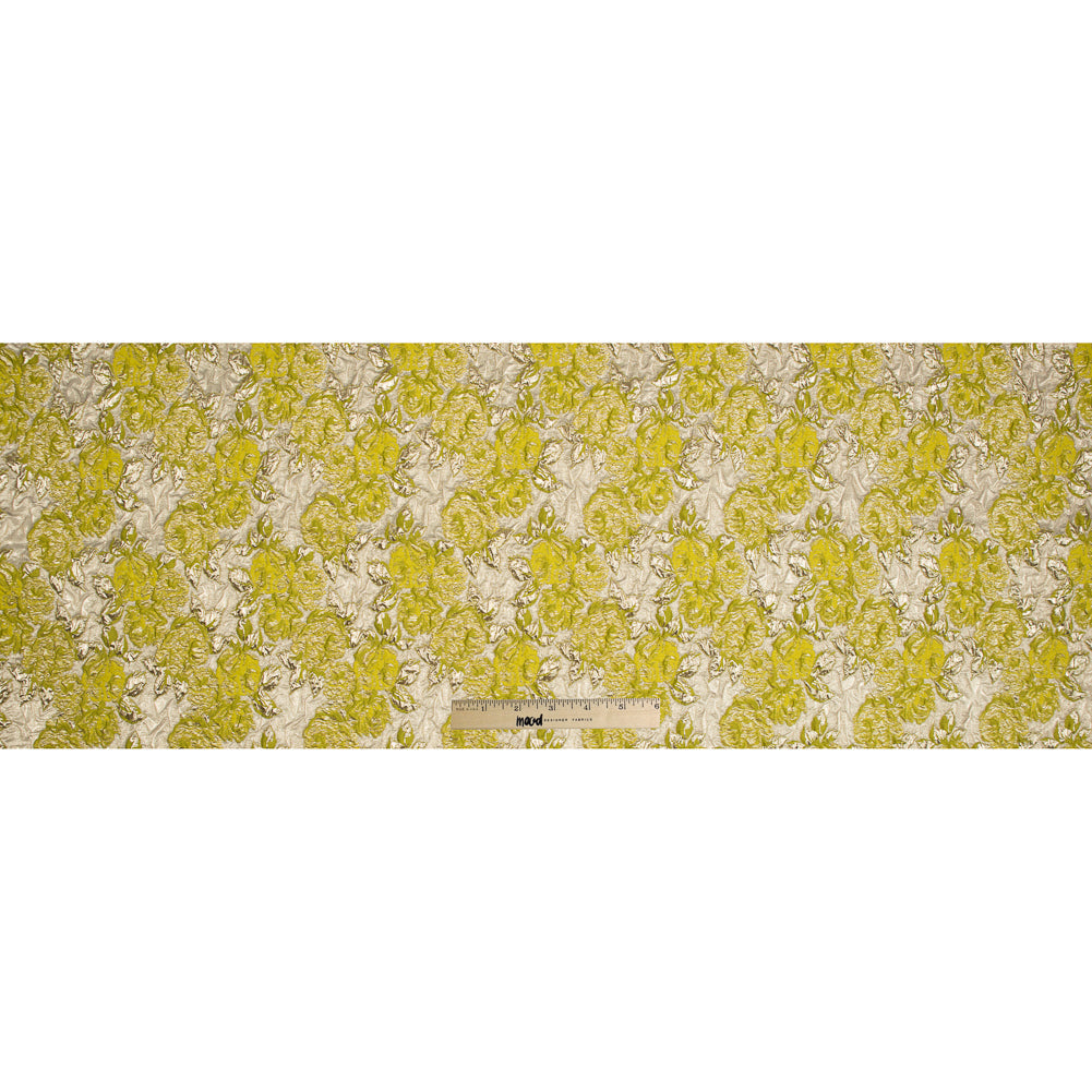 Lime Luxury Floral Metallic Brocade