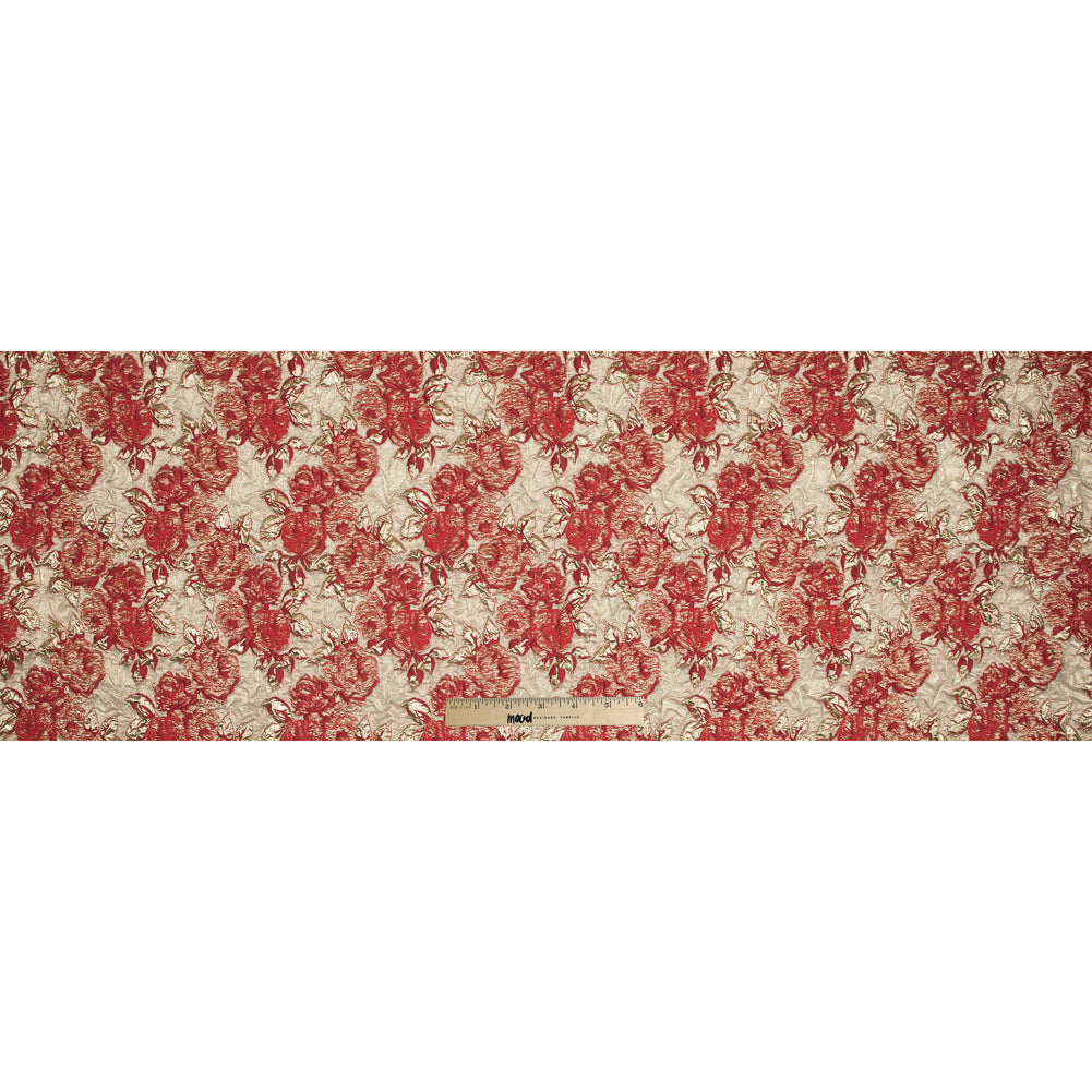 Red Luxury Floral Metallic Brocade