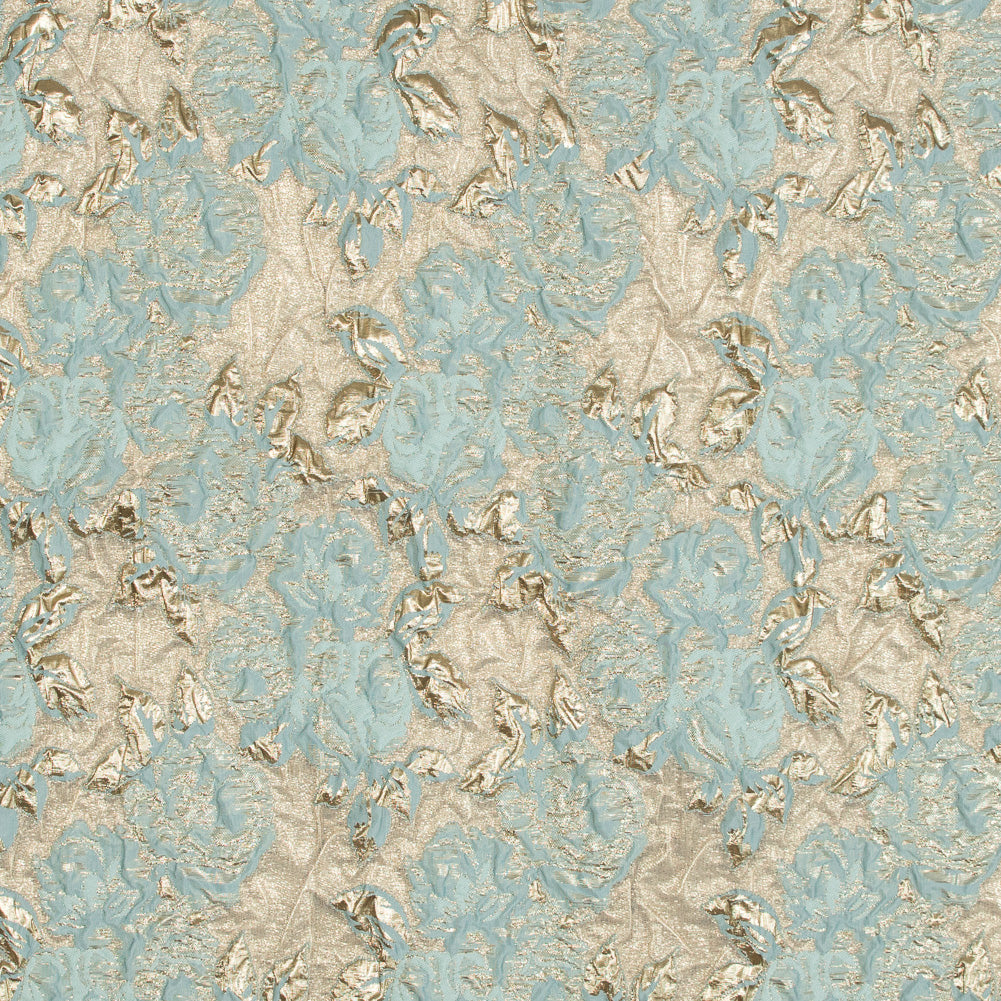 Seafoam Blue Luxury Floral Metallic Brocade