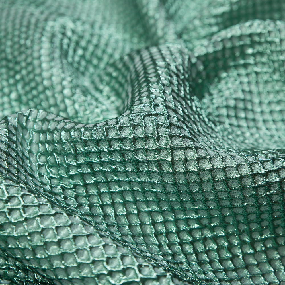 Marylin Metallic Green Diamond Quilted Brocade