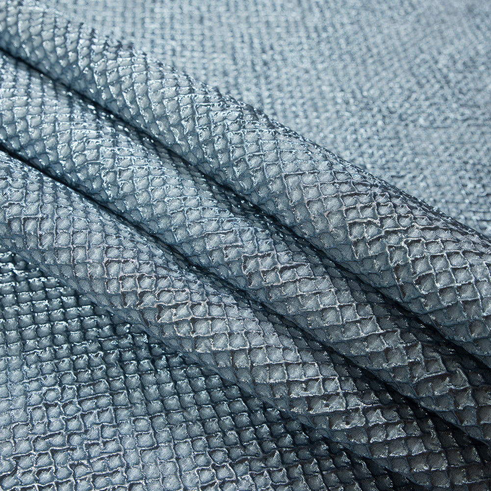 Marylin Metallic Aqua Diamond Quilted Brocade