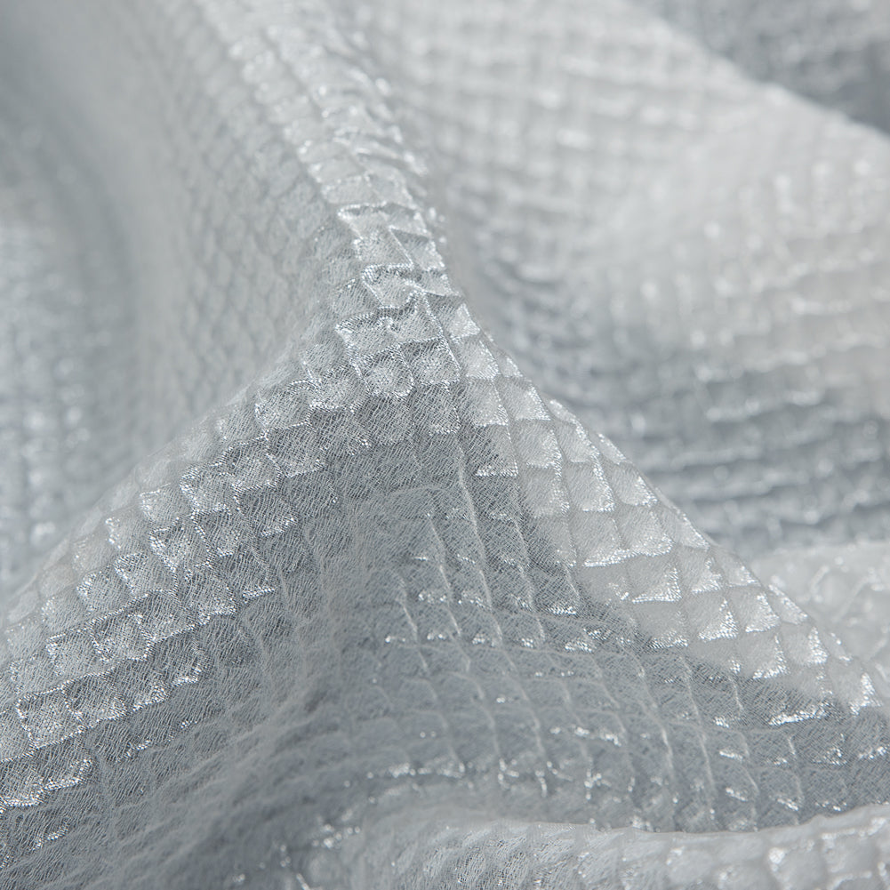 Marylin Metallic Transparent White Diamond Quilted Brocade