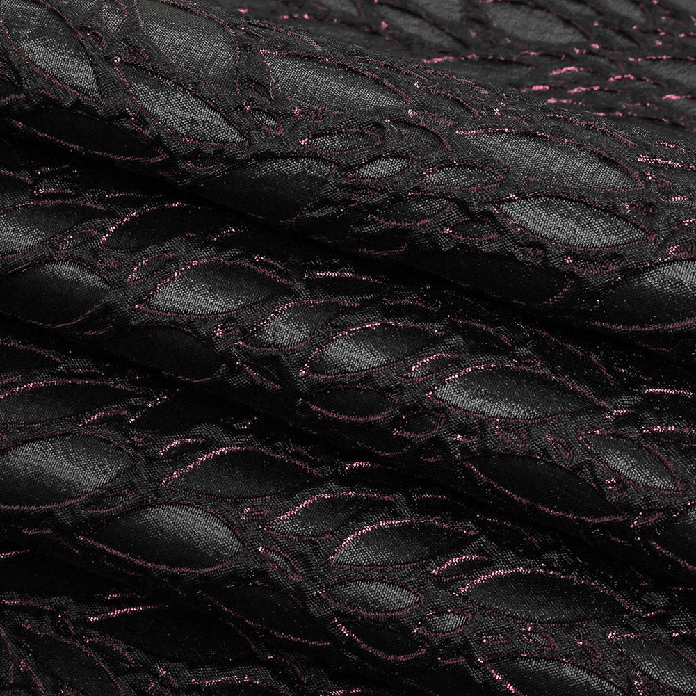 Black and Glistening Grape Luxury Abstract Metallic Brocade