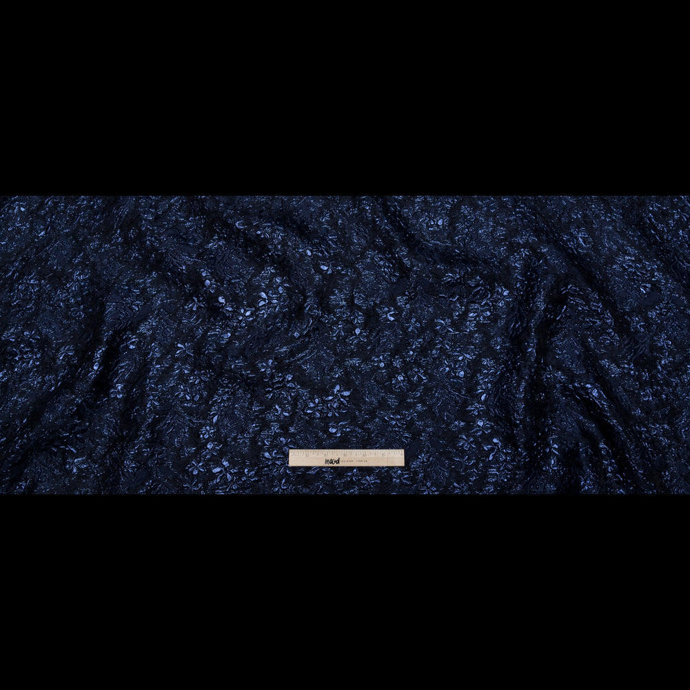 Navy and Royal Blue Luxury Floral Metallic Brocade