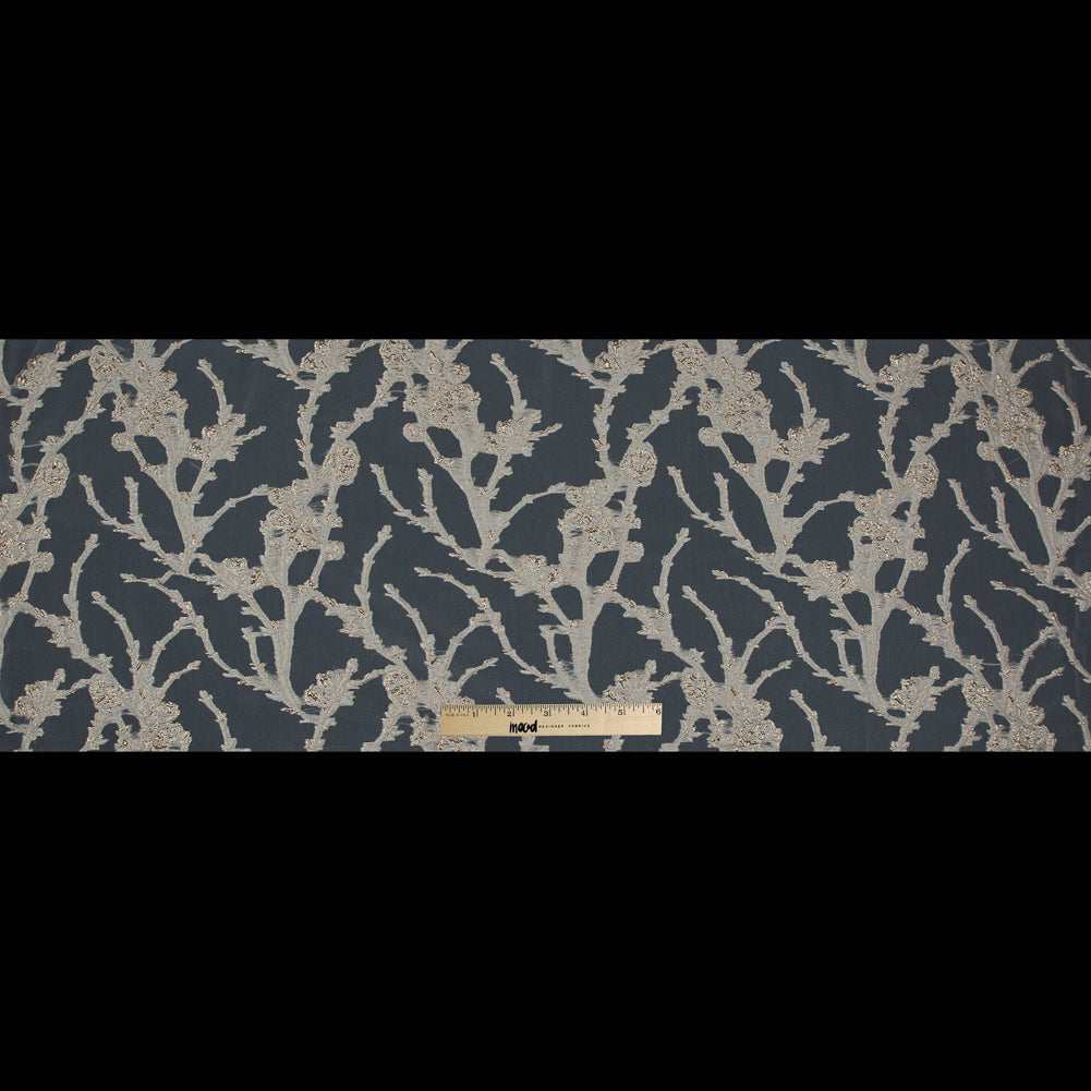 Beige and Metallic Gold Luxury Floral Burnout Brocade