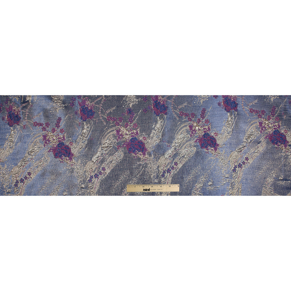 Blue, Magenta and Gold Luxury Abstract Metallic Brocade