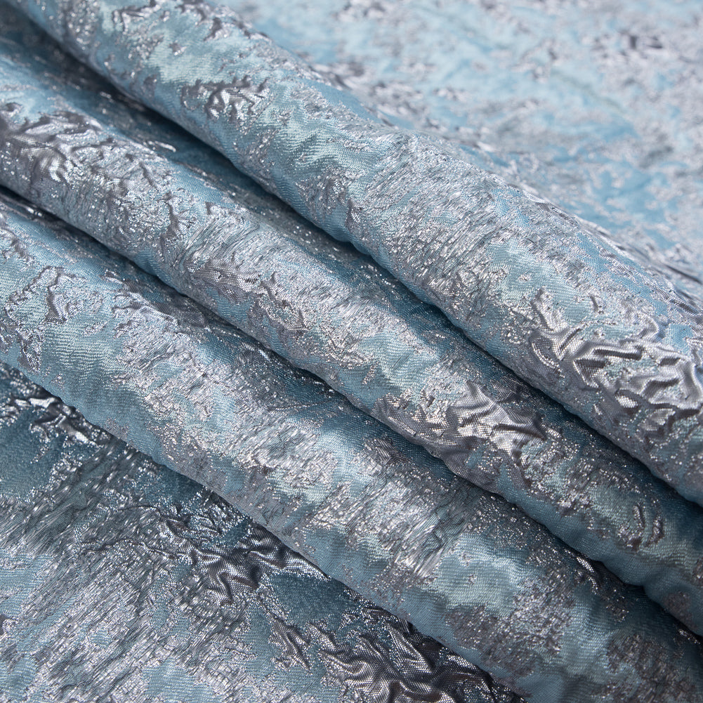 Aqua and Rose Gold Luxury Abstract Metallic Brocade