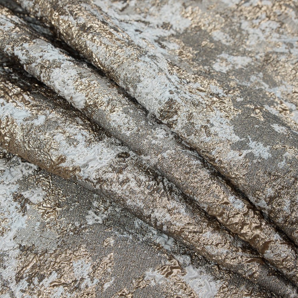 Gold and Pale Gray Luxury Abstract Metallic Brocade