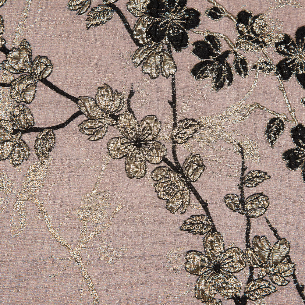 Pink, Black and Gold Luxury Floral Metallic Brocade
