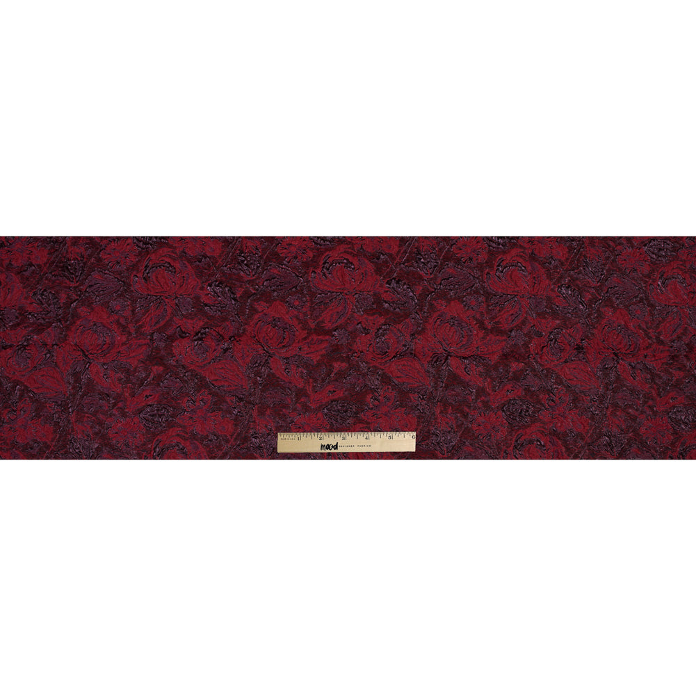 Red and Aubergine Luxury Abstract Metallic Brocade