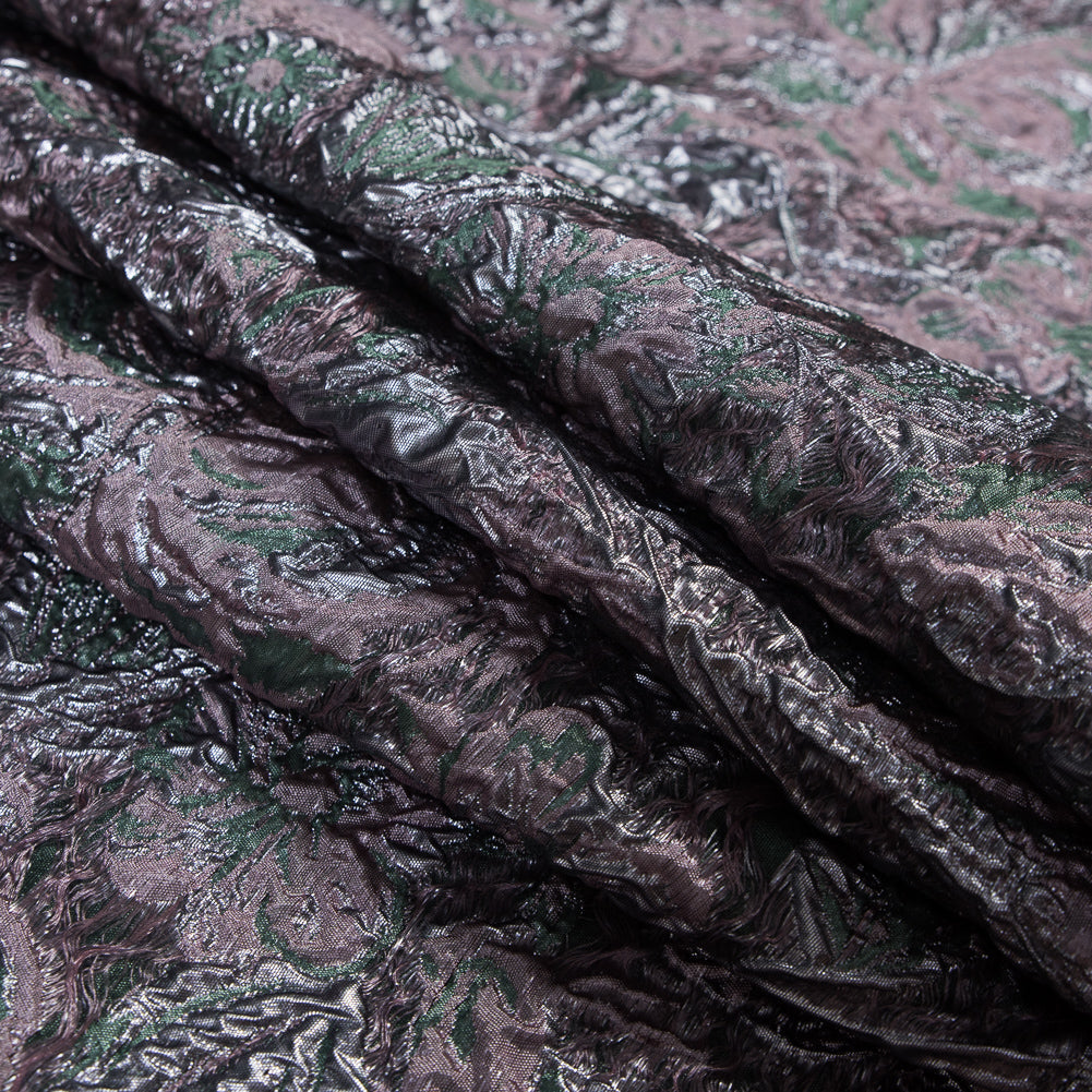 Green and Orchid Luxury Abstract Metallic Brocade